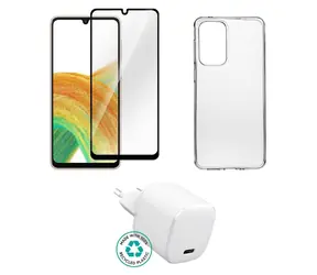 eSTUFF Kit pro Samsung Galaxy A33 bílá, průhledná / Sada příslušenství / 3 ks / USB-C