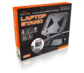 Media-Tech Laptop Stand stříbrná / Stojan pro notebook / nastavitelný / skládací / do 17"