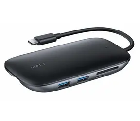 AUKEY CB-C71 černá / USB hub / HDMI / RJ-45 / SD/microSD / USB PD 100W