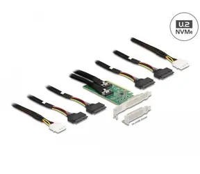 DeLock PCI Express x16 / Řadič / 4x U.2 SFF-8639 NVMe / PCIe 4.0 / 64 Gbit/s