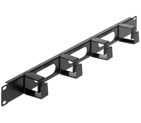 Intellinet černá / Panel pro správu kabelů / 19" / 1U / 4 plastové kroužky