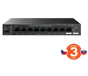 Tenda TEG1110PF-8-120W / Switch / 8x Gigabit PoE+ / RJ45 + SFP uplink / 120W PoE budget / Fanless / Desktop