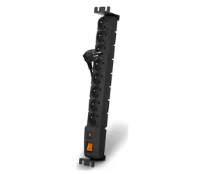 19" Acar S8 5m černá / Rozvodný panel / 8x zásuvka 230V / přepěťová ochrana 10A / rack 1,5U