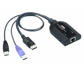 ATEN USB DisplayPort Virtual Media / Adaptér KVM / DisplayPort + USB + RJ-45 / 1920x1200 / černá