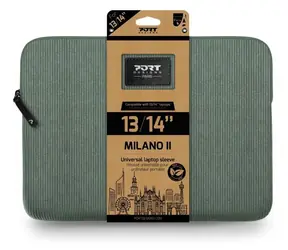 Port Designs Milano II Eco Sleeve šalvějová zelená / Pouzdro na notebook / 13/14" / Manšestr / Eco