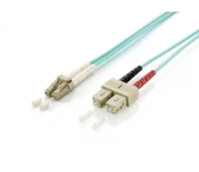 Equip tyrkysová / Optický patch kabel / LC-SC / Multimode OM3 / Duplex / 10 m