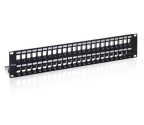 Equip černá / Patch panel / 19" / 48 portů / 2U / stíněný Cat6 / LSA-110