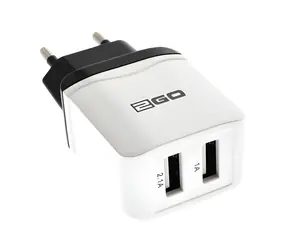 2GO bílá / Síťová nabíječka / 2x USB-A / 10,5 W / 2,1 A