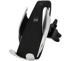 2GO Autodržák s bezdrátovým nabíjením 10W černá, stříbrná / Autonabíječka / Qi / 360° otočný