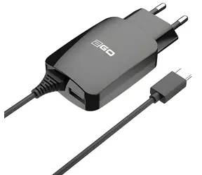 2GO černá / Síťová nabíječka / 1x USB-A / 12 W / vč. kabelu USB-C 140 cm