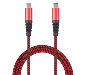 2GO USB-C - USB-C 1 m červená / Datový a nabíjecí kabel / USB 3.2 Gen 1 / Nylon