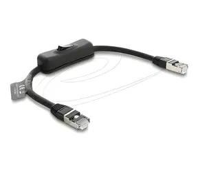 Delock patch kabel RJ45 Cat.6 F/UTP se spínačem černá / Kabel / 0,3 m