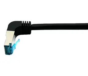 Equip Cat6A S/FTP černá / Patch kabel / rovný - zahnutý konektor / PoE+ / 500 MHz / 5 m