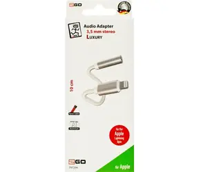 2GO Luxury bílá / Audio adaptér / Lightning na 3,5mm jack / nylonový kabel 10cm