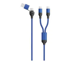 2GO DUO modrá / Nabíjecí kabel / USB-A & USB-C na 2x USB-C / 1,2 m