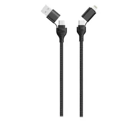 2GO černá / Nabíjecí kabel 4v1 / USB-A, USB-C - USB-C, Lightning / 1,2 m