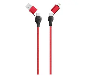 2GO černá, červená / Nabíjecí kabel 4v1 / USB-A, USB-C - USB-C, Lightning / 1,2 m
