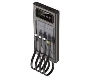 2GO Solar 797371 černá / Powerbanka / 10 000 mAh / solární dobíjení / LED svítilna / hliníkové tělo