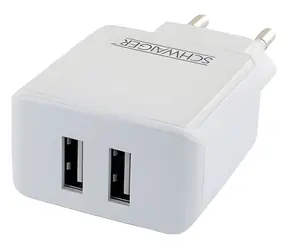 Schwaiger bílá / Síťová nabíječka / 2x USB / 2,4 A / 12 W