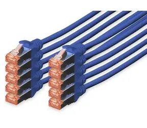 Digitus CAT6 patch kabel modrá / Síťový kabel / S/FTP / RJ-45 / 0,25 m / 10 ks