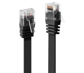 Lindy Cat6 černá / Patch kabel / U/UTP plochý / 10 m / RJ-45
