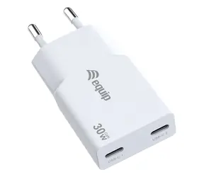 Equip 245524 bílá / Nabíječka / 2x USB-C / GaN / 30W / PD3.0