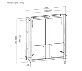 equip 650345 / Nástěnný držák TV / 55"-86" / ručně výškově nastavitelný / nosnost 65 kg / VESA max. 600x600