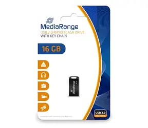 MediaRange Nano 16GB černá / Flash disk / USB 2.0 / čtení 15 MB/s / zápis 4 MB/s