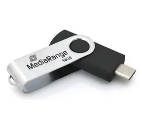 MediaRange 16GB černá, stříbrná / Flash disk / USB-C / USB 3.2 Gen 1 / Čtení 50 MB/s / Zápis 15 MB/s