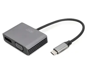 Digitus černá / Adaptér / USB-C - DisplayPort/VGA / 4K/30Hz / 20 cm