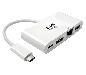 Eaton Tripp Lite U444-06N-HGU-C bílá / Multiportový adaptér / USB-C / HDMI / USB 3.0 / RJ45 / PD 60W