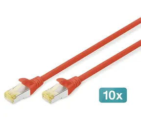 Digitus CAT 6A S/FTP červená / Patch kabel / 10 ks / 3 m / AWG 26 / LSZH
