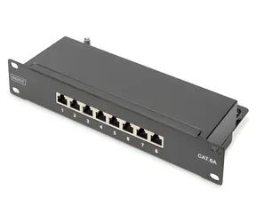 Digitus černá / Patch panel / 10" / CAT6A stíněný / 8 portů / 1U