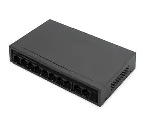 Digitus DN-95354 / Switch / 8+2 port / 10/100 Mbps / PoE 60W / Unmanaged / černá