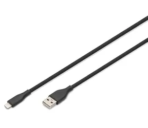 Digitus černá / Nabíjecí a datový kabel / USB-A - Lightning / silikonový / MFI / 1 m