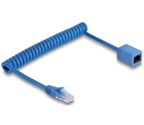Delock RJ45 spirálový kabel modrý / Síťový kabel / Cat.6 UTP / 0,6-1,2 m