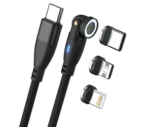 RealPower Magnetic 100W černá / Magnetický nabíjecí kabel USB-C / 100 W PD / 1 m / adaptéry Lightning, micro-USB