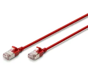 Digitus Slim červená / Patch kabel / CAT 6A / F/FTP / 2 m / 10 Gbit/s / PoE+