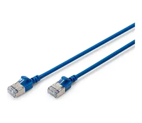 Digitus Cat6A Slim modrá / Patch kabel / F/FTP / LSZH / 0,5 m / PoE+