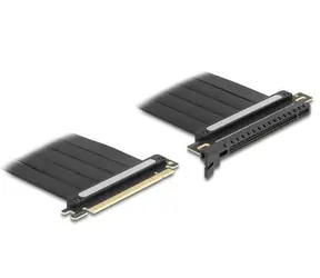 DeLock 81508 černá / Riser karta / PCIe 4.0 x16 na PCIe x16 / kabel 30 cm / vertikální instalace GPU