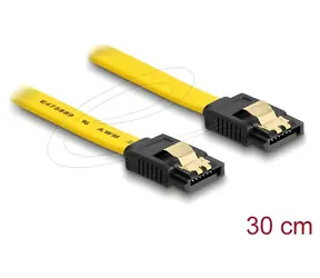 Delock SATA III žlutá / Kabel / SATA - SATA / 0,3 m / 6 Gb/s / kovové klipy