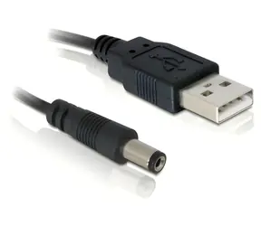 Delock USB > DC 5,5x2,1 mm černý / Napájecí kabel / 1 m / USB-A samec / DC samec