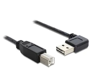 Delock Easy-USB černá / Kabel USB-A (M) - USB-B (M) / 0,5 m / USB 2.0 / pravoúhlý konektor