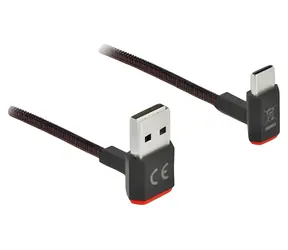 DeLock USB-A - USB-C černá / Kabel / USB 2.0 / zalomený / 0,5 m