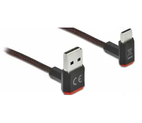 DeLock EASY-USB 2.0 černá / Kabel / USB-A - USB-C / 2 m / Zalomené konektory