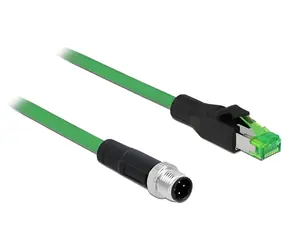 DeLock M12 4pin D-kód (M) - RJ45 (M) / Síťový kabel / 2 m / PVC / -40 - 70 °C