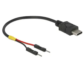 Delock USB-C / Napájecí kabel / 2x pinová zástrčka / 10 cm / černá
