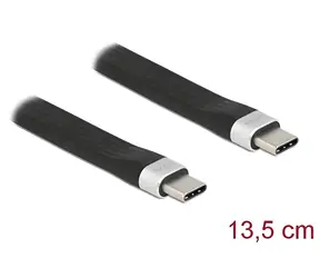 Delock USB-C - USB-C 13,5 cm černá / FPC plochý stuhový kabel / USB 3.2 Gen 2 / 10 Gbit/s / 3 A