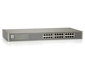 LevelOne Switch 24x Fast Ethernet 19" kovový / Switch / Unmanaged / 10/100 Mb/s / QoS / 4,8 Gbit/s