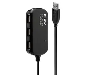 Lindy USB 2.0 Active Extension Hub Pro / Rozbočovač / 4 porty / 8 m / 480 Mbit/s